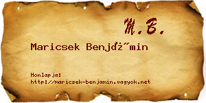 Maricsek Benjámin névjegykártya